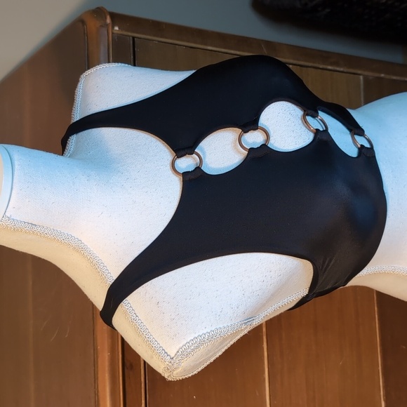 Aerie Black Ring Bikini Top Sz S - Picture 6 of 10